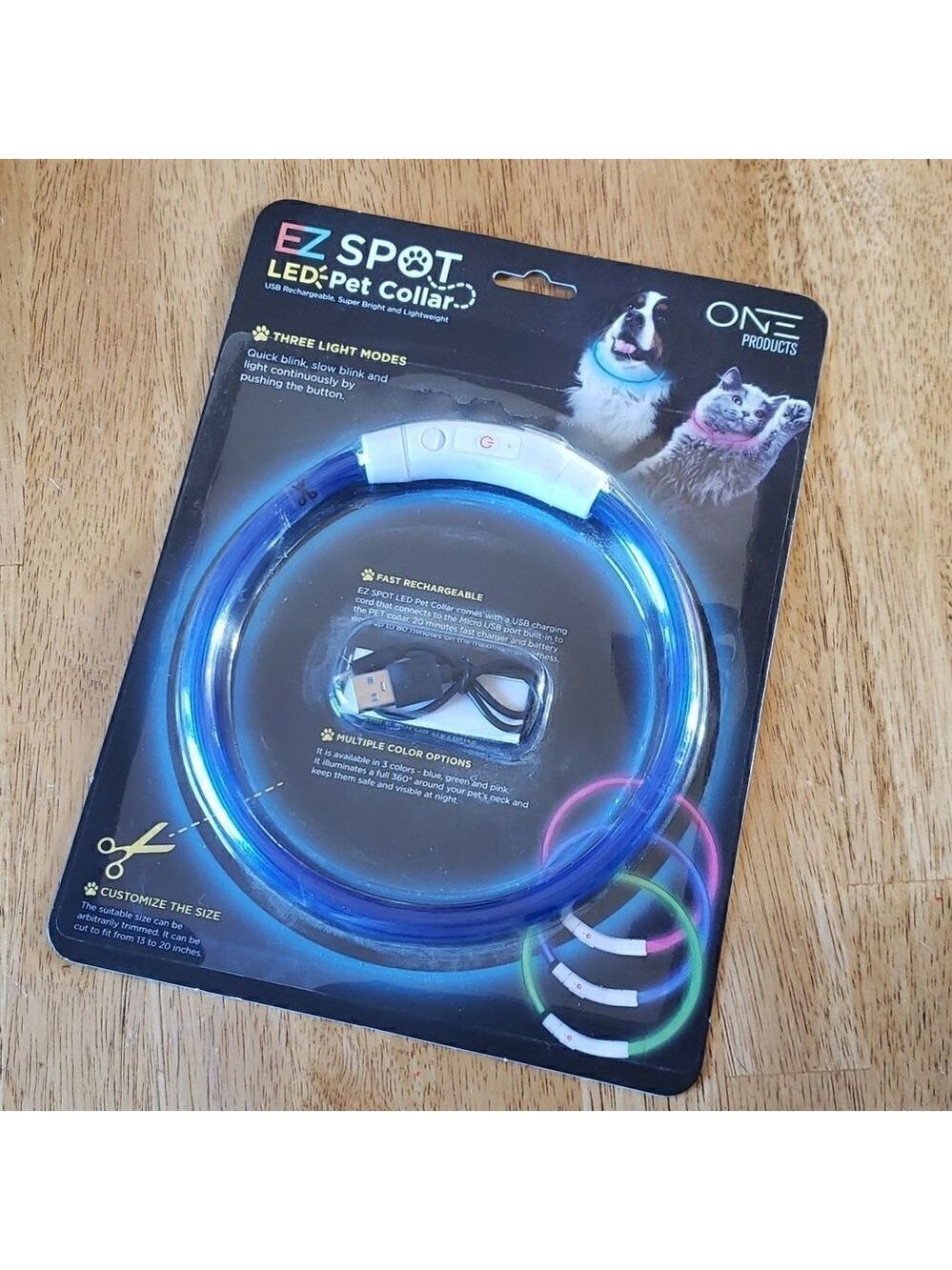 LED Pet Collar Rechargeable Blue Light Up  led EZ Spot LED Pet Collar Do…
